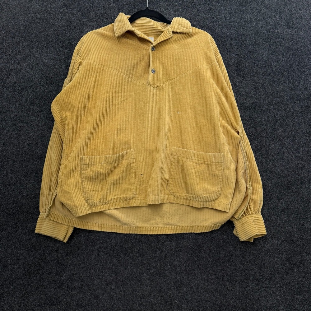 Vintage 50s Pilgrim Sears Corduroy Pullover Shirt Mustard Yellow Wide Wale 16 L